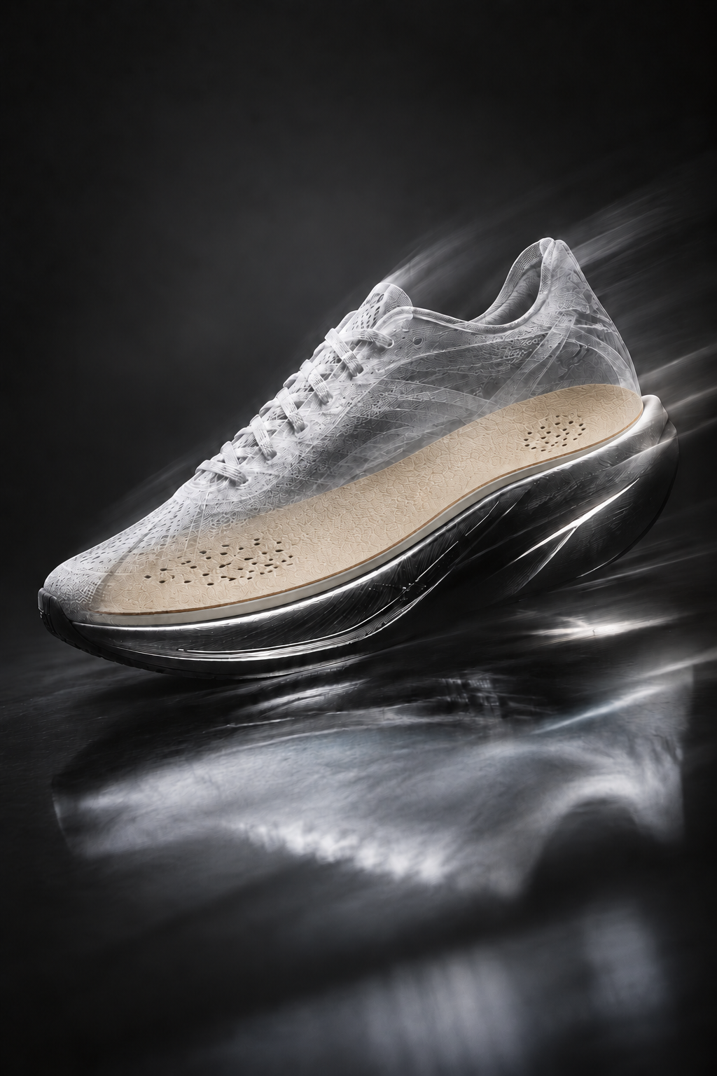 VECTOR Hybrid Comfort Shoe Inserts visible inside a translucent running shoe